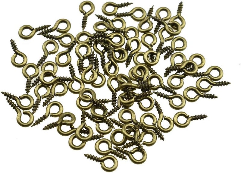 2FY2SW Binzzo 1/3 Inch Small Screw Eyes Solidly Closed Eyelet Threads Hold Tight Hand Twisting Cup Hooks Eyebolt Quality Aolly Antique Brass 260 Pieces for Christmas Ornaments Jewelry Making Bead Crafts - Image 1